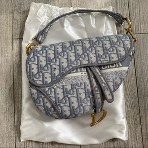 CD Saddle Bag Gray Oblique Embroidery